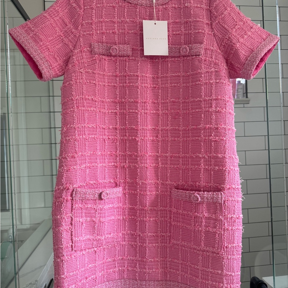 Endless Rose Pink Sheath Mini Dress with Cuffed Sleeves
